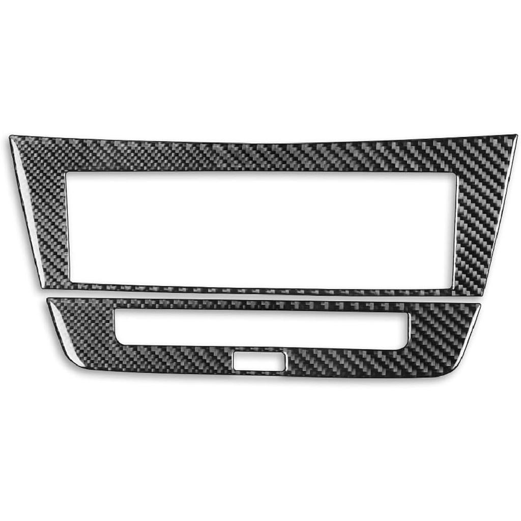 Real Carbon Fiber Car Climate Control CD Radio Panel Sticker Cover Trim Compatible with Mercedes-Benz C-Class W204 C250 C300 C350 C63 AMG 2012-2014