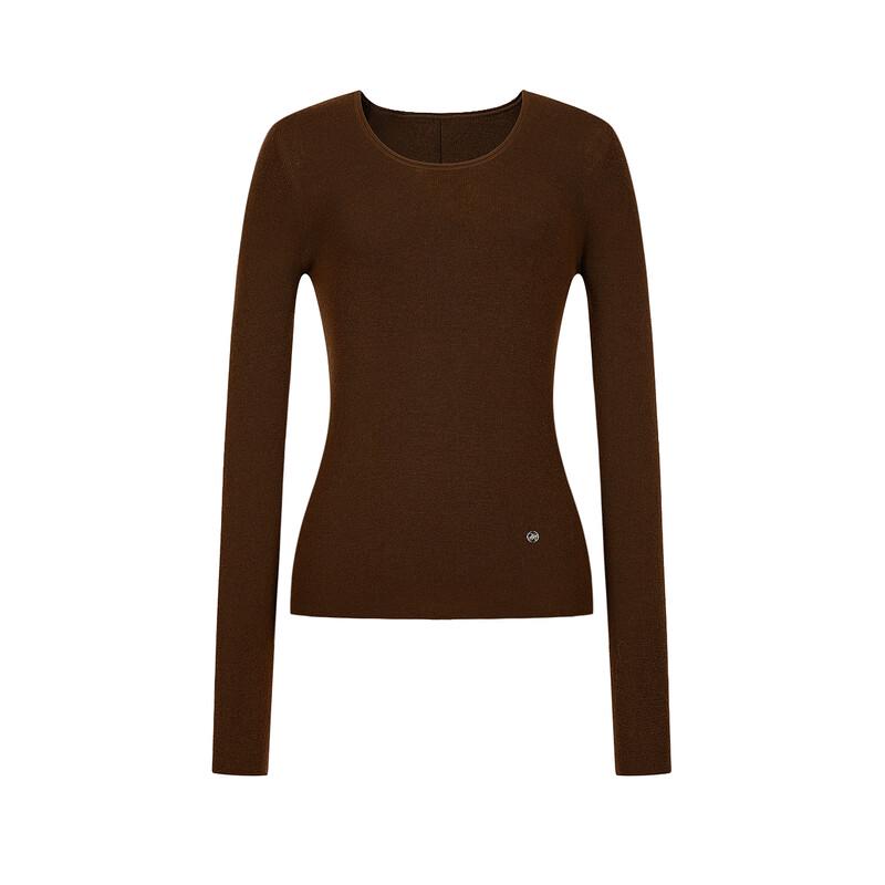 JUZI ANNACAU Women's Seamless Pure Wool Slim-Fit Knit Sweater
