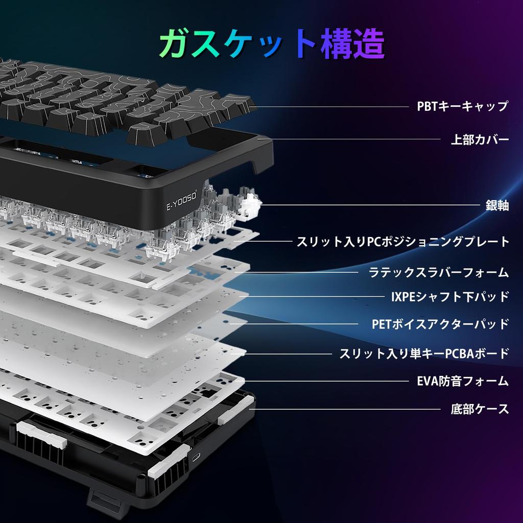 eElement Z82 Mechanical English 81 Wired Gaming Silver Pin Silent Structure RGB Full Key Black 75% Keyboard, Layout, Keys, Keyboard, Switches,