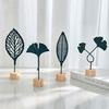 Gold Grey Iron Art Leaves Figurine Metal Ironwork Desktop Ornament  Home Decoration