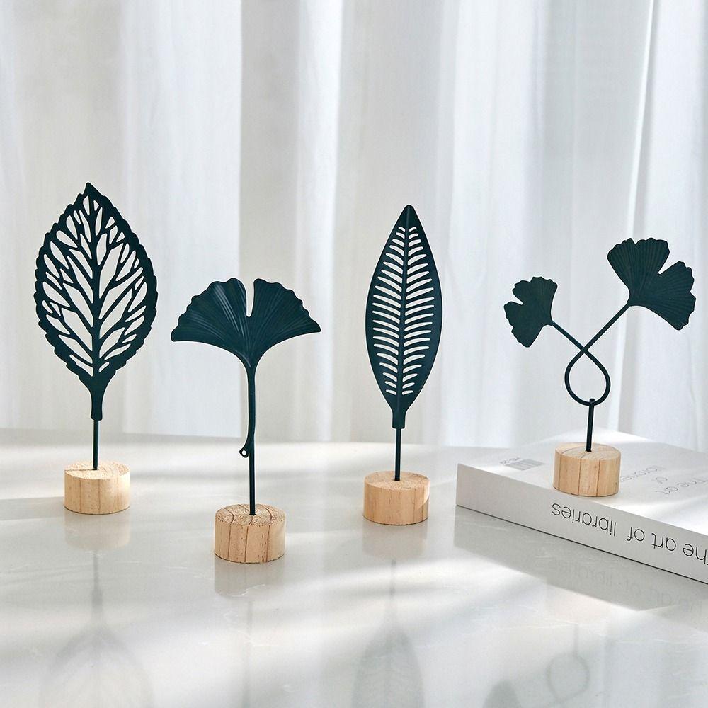 Gold Grey Iron Art Leaves Figurine Metal Ironwork Desktop Ornament  Home Decoration