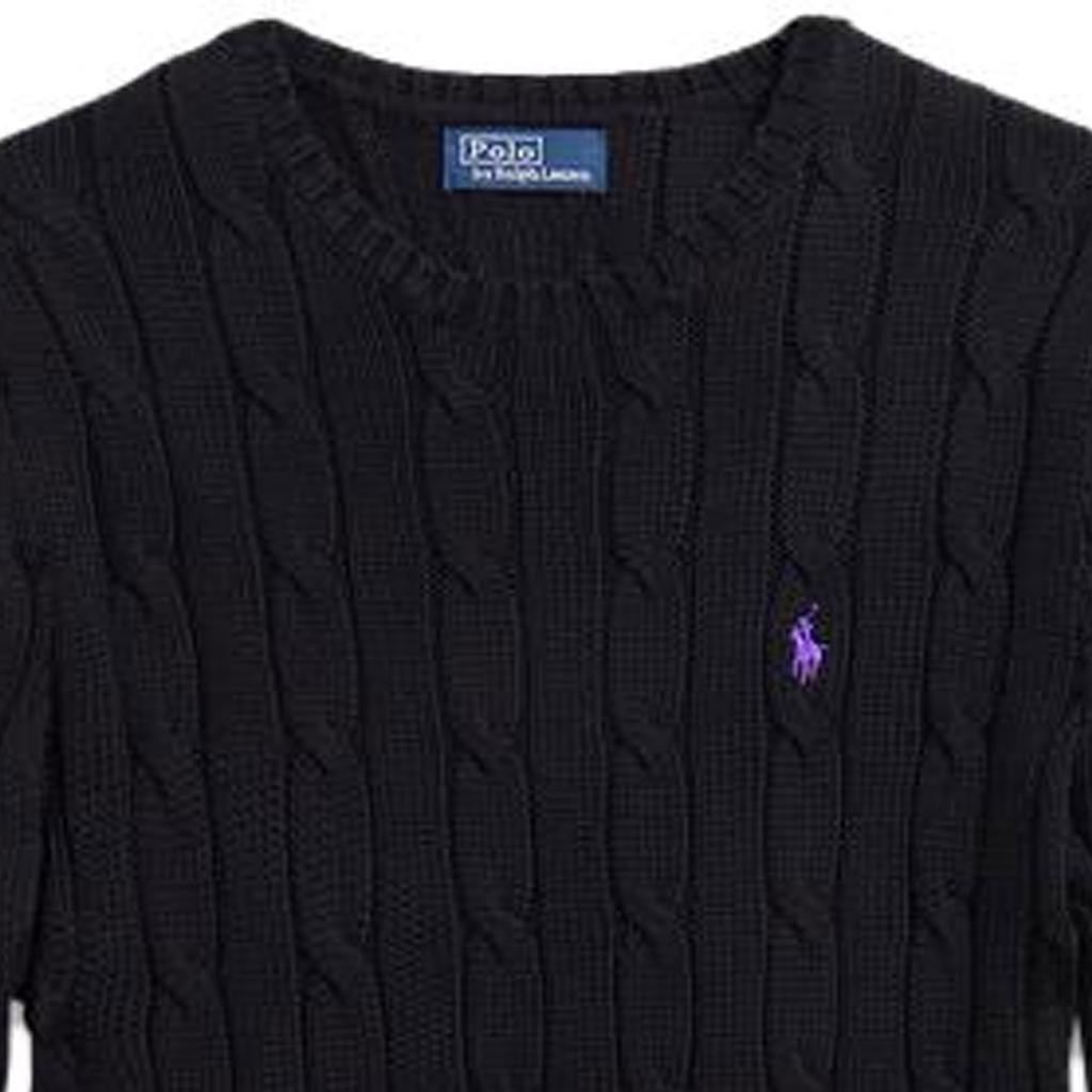 Polo Ralph Lauren SS23 Solid Color Embroidered Cable Knit Sweater Women sweater Black WMPOSWENC020663-001