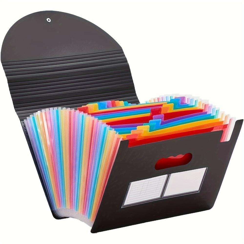Pockets File Folder Accordion File Organizer/Portable Expandable Plastic Filing Box,Paper/Document/ with Colored Tabs