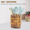 Wood Utensil Holder Rotating Countertop Organizer with Non-Slip Base Large Capacity Kitchen Utensil Organizer for Spatulas Spoons Ladles Cooking Tools