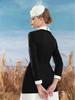 Vietnamese Embroidered Black & White Asymmetrical Neckline Dress 22289