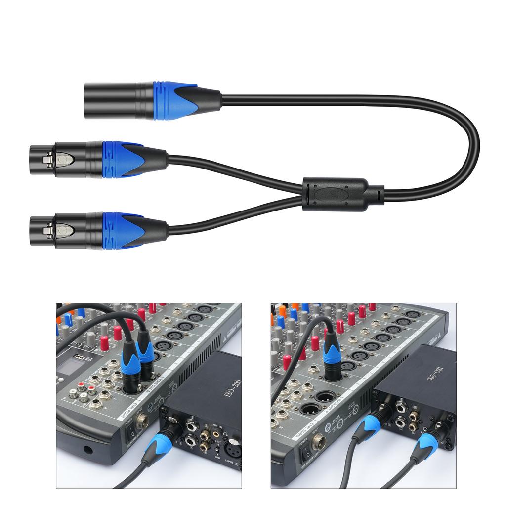 Reliable XLR Splitter Adapter Cable Cord Male To Double Female Connectors Adaptor Wire Y-Splitter 3Pin Microphone Line