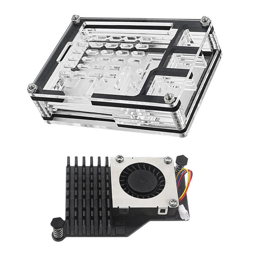 

Прозорий акриловий корпус Підтримка офіційного активного кулера Захисний чохол Акрилова оболонка корпусу Підходить для Raspberry Pi 5 4GB/8GB