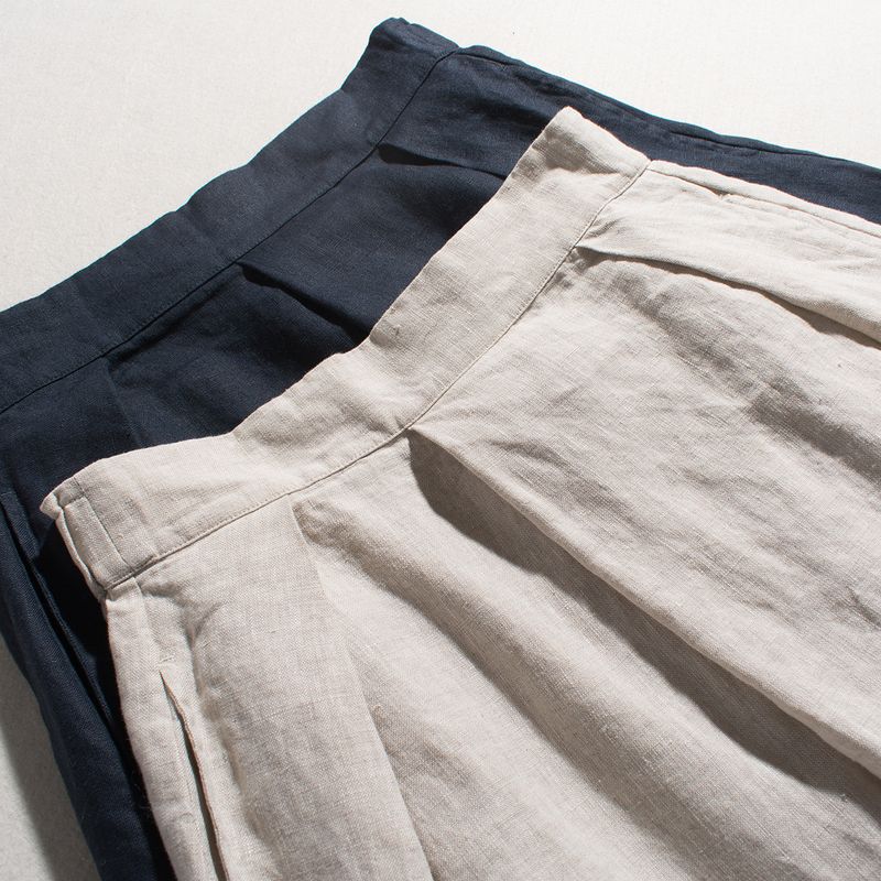 Export Export Daily Order 9 Pure Linen French Large Pleated Easiest for Match Artsy Waist Umbrella Skirt Mid Skirt