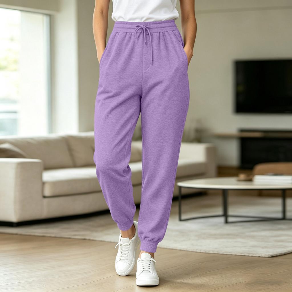 Women's Color Drawstring Cuffed Joggers Casual Pants