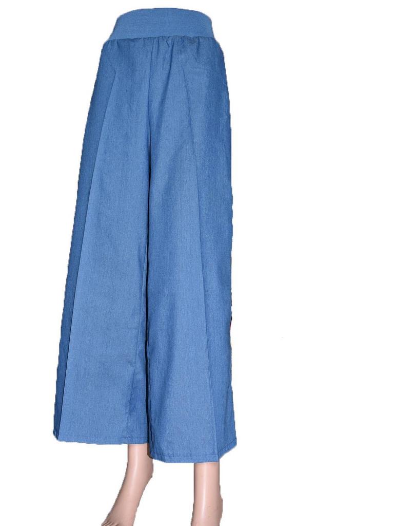 Plus Size Women's Wide-Leg Denim Casual Pants - Available In Thin Style and Long Length