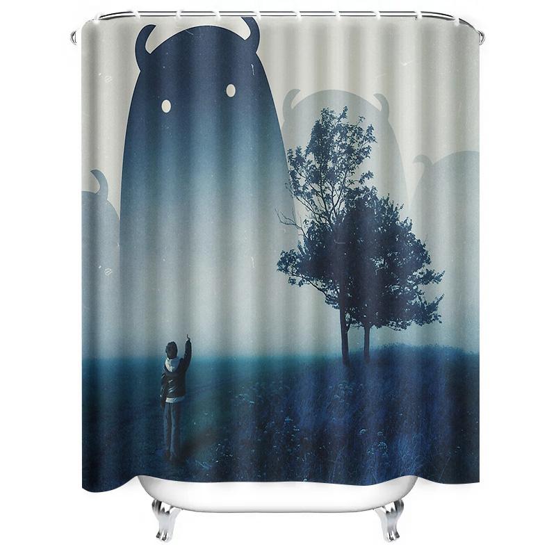 Mystical Forest Landscape Shower Curtain Vintage Nature Backdrop Dark Academia Tapestry Wall Hanging Home Decor Scenic Wall Art