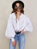 2024 Spring/Summer European & American Lantern Sleeve Loose Round Neck Shirt