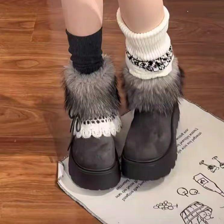 Women's 2025 Thick-Soled Fleece-Lined Anti-Slip Snow Boots for Winter