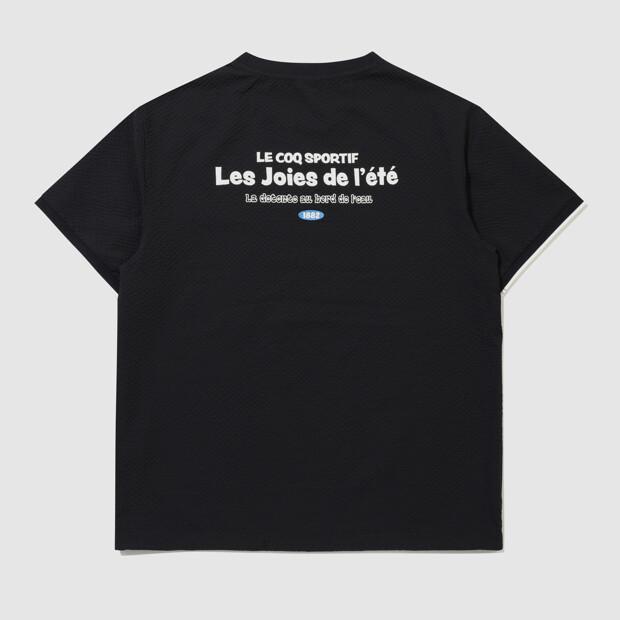 LECOQ Unisex Seersucker Loose Fit Short Sleeve Piste - Black Qr223Lwt61 (B Type)