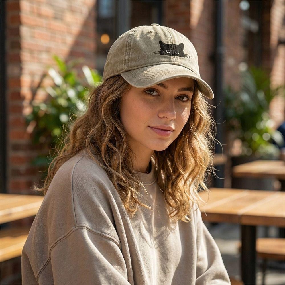 Peaked Cap Cartoon Baseball Hat Sunscreen Cotton Baseball Cap Cat Print Baseball Cap  Men