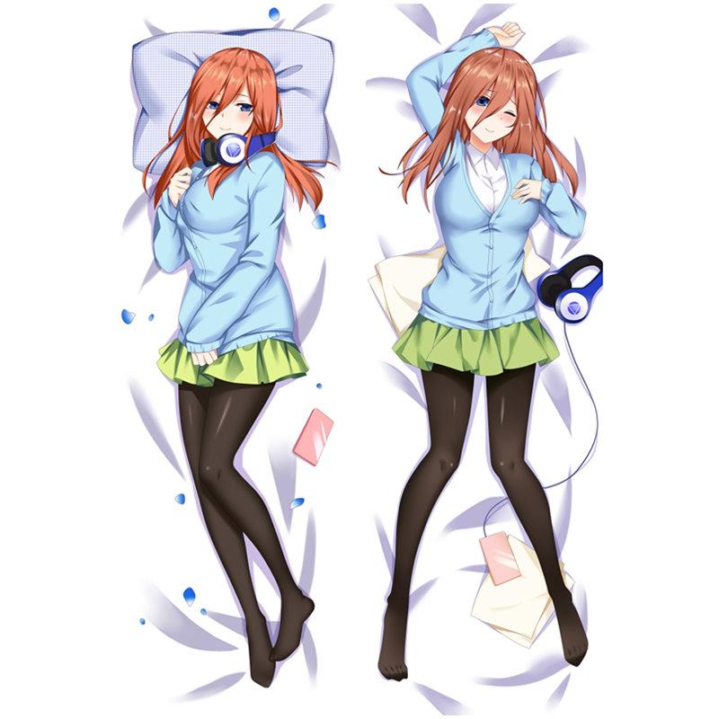 

Чехол для подушки Anime The Quintessential Quintuplets Nakano Miku Dakimakura Case 3D Двустороннее постельное белье Обнимающая наволочка для тела 50x150cm Peach Skin белый