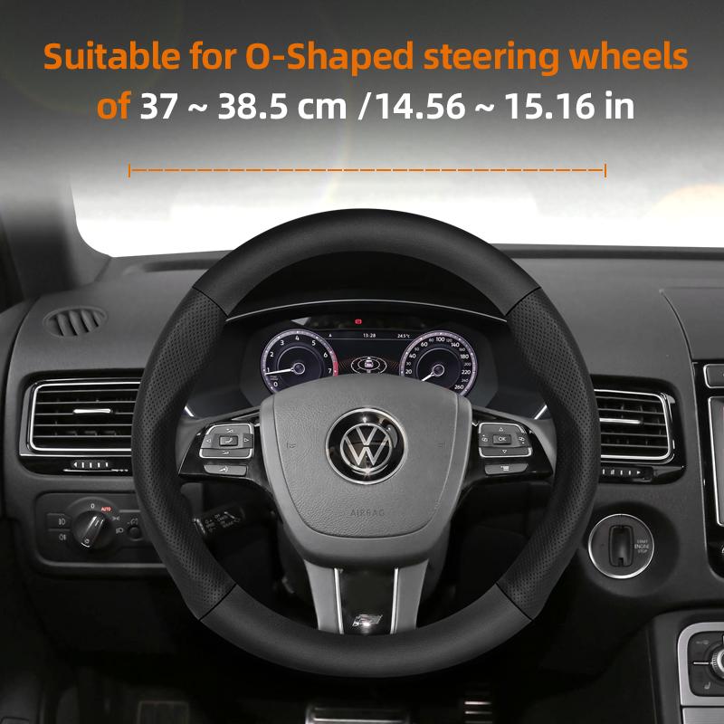 Suitable for Volkswagen Breathable Leather Matte Carbon Fiber Texture Steering Wheel Cover Suitable for Polo Golf 5 6 7 Gol Cc Passat B6 B8 Jetta