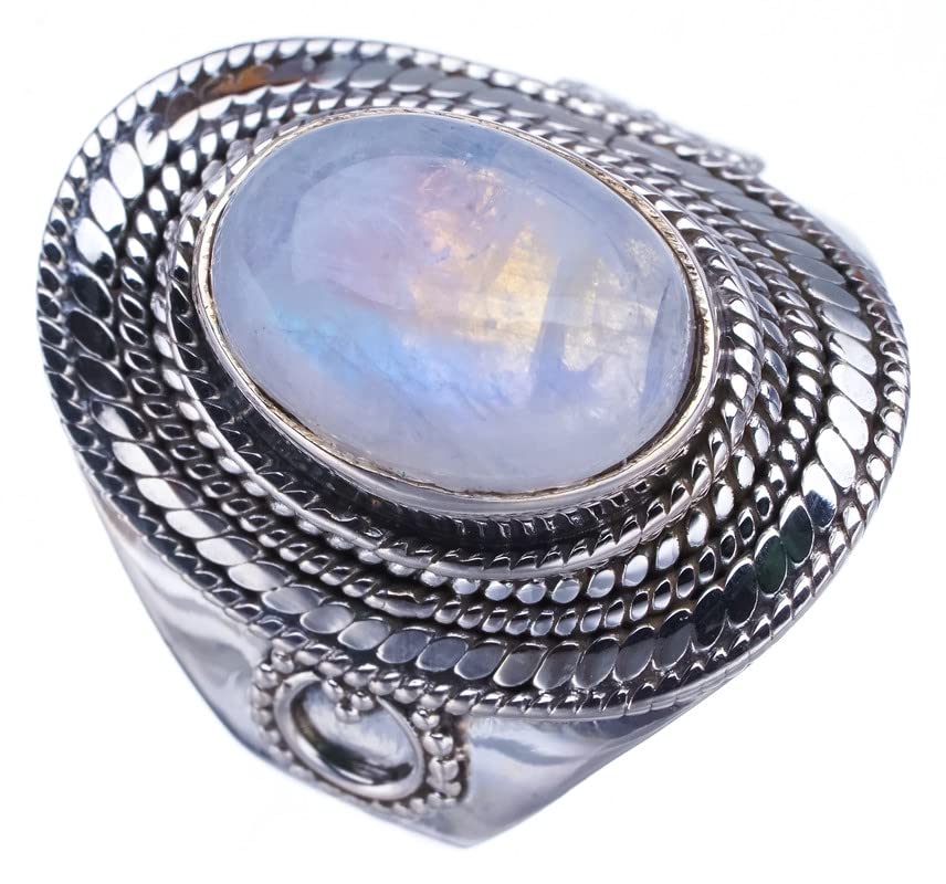 

StarGems® Natural Moonstone Handmade 925 Sterling Silver Ring 9.75 F2528