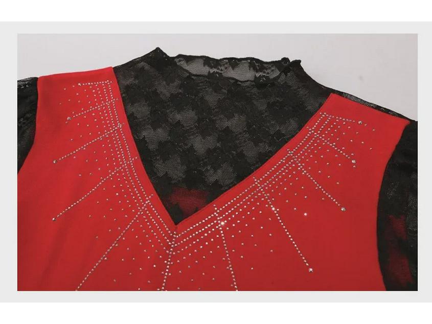 2023 Herbst Europäisches Slim-Spitzen-Langarm-Damenhemd mit Hot-Drilling-Design