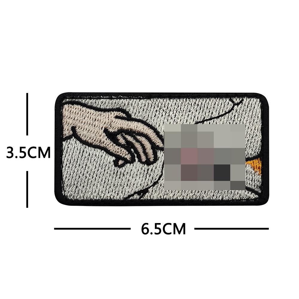 Cat with Knife Embroidered Velcro Patch - Black & White