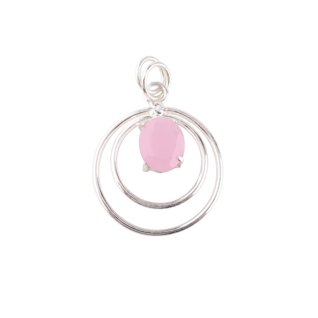 Rose Chalcedony Gemstone 925Sterling Silver Gift Jewelry Boho Pendant For Women PP-61-18