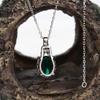 Vintage Pendant Created Oval 10*12mm Emerald Nano 925 Sterling Silver Necklace Fine Jewelry for Women's Proposal Gorgeous Gifts