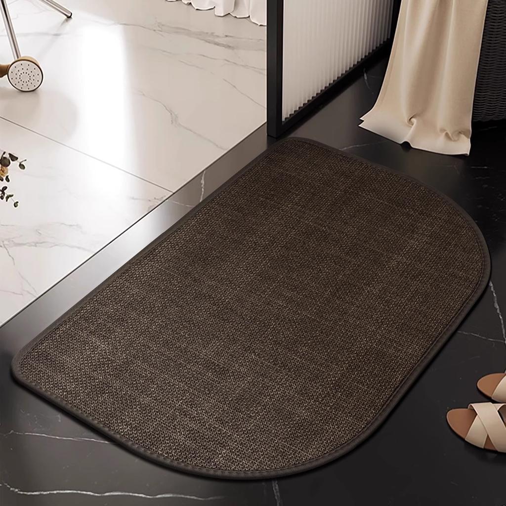 Linen Rectangular Circular Bath Mat Absorbent Bathroom Rug Non Slip Floor Mat Entrance Doormat for Bedroom Living Room 60x90cm