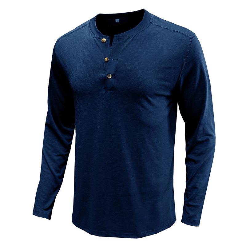Men's Henley Shirts Long Sleeve Soft Casual Slim Fit Basic Stretch Breathable Henley T-Shirt Workout Moisture Wicking Athletic Tops Tee for Male