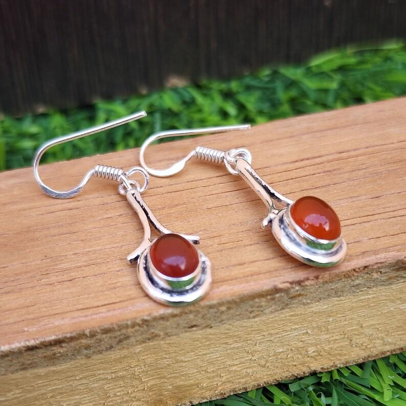 Carnelian gemstone Women Dangle Earring, Gift For Her, Designer Earring, Handmade Jewelry, 925 Silver Earring