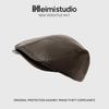 25 early autumn new leather forward hat women show a small face retro front and rear can wear solid color high quality tide