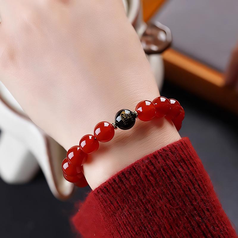 7A Grade Red Agate Zodiac Guardian Buddha Bracelet for Men & Women - Natural Agate Buddhist Beads