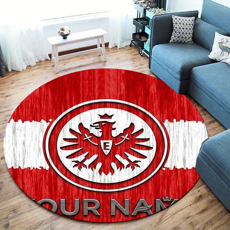 Eintracht Frankfurt Custom Name Round Area Rug,Carpet Rug for Living Room Bedroom Sofa Playroom Decor,Non-slip Floor Mat