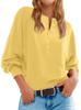 2025 Women's Solid Color Knit V-Neck Button-Up Sweater with Loose Lantern Sleeves