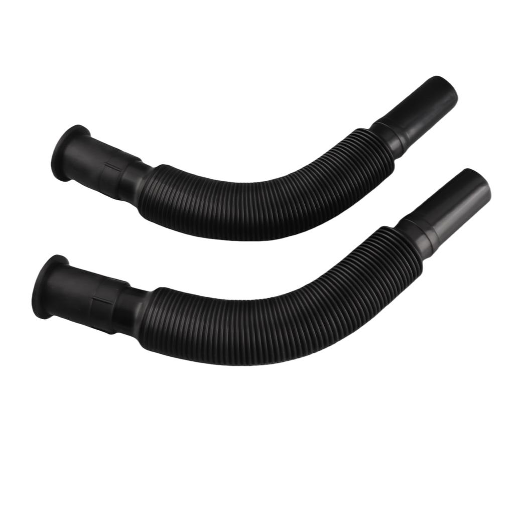 2Pcs Basin Drain Pipe Wash Basin Sink Drain Hose Flexible PVC Water Pipe for Kitchen Bathroom Black