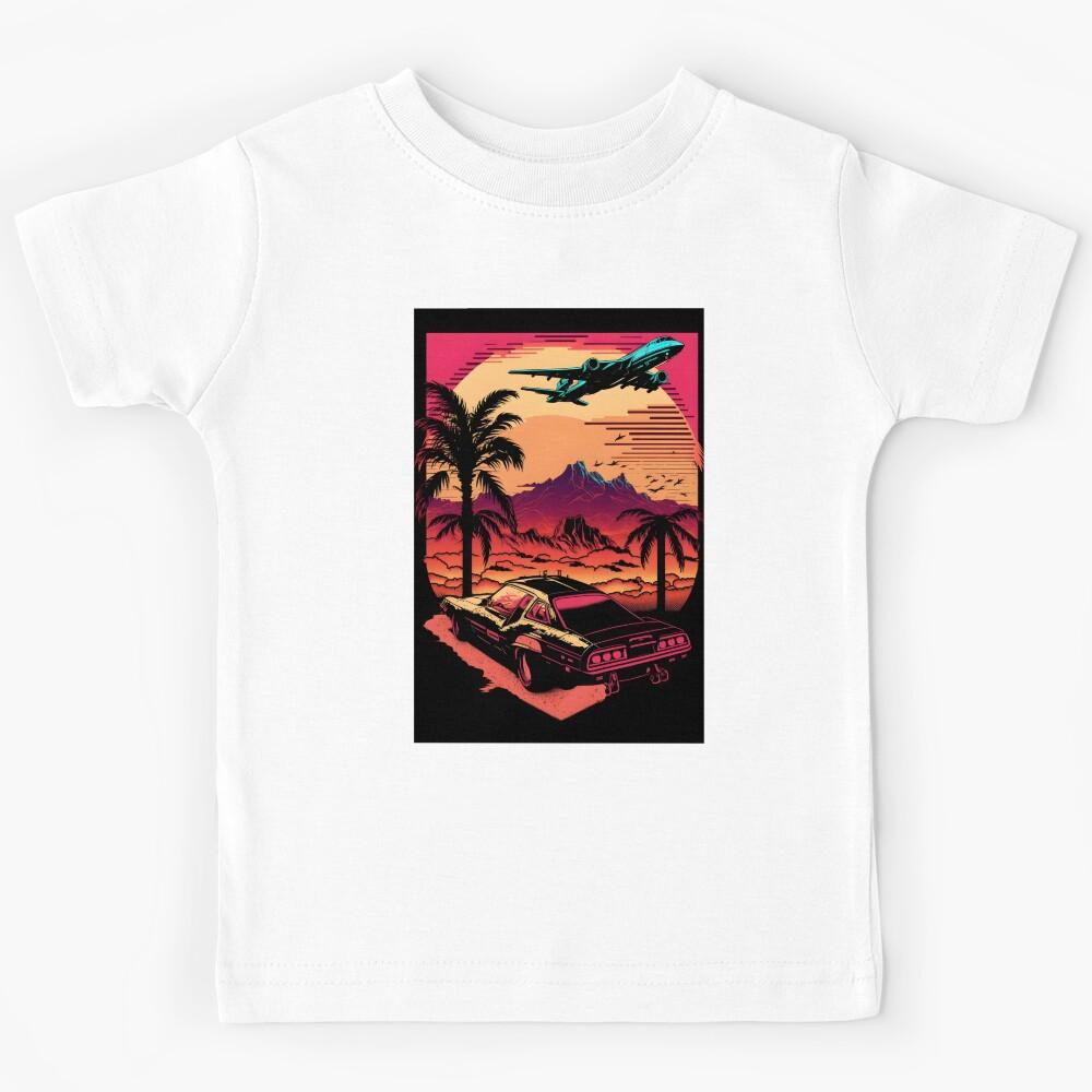 80s Retro Car Sunset Kids T-Shirt 150