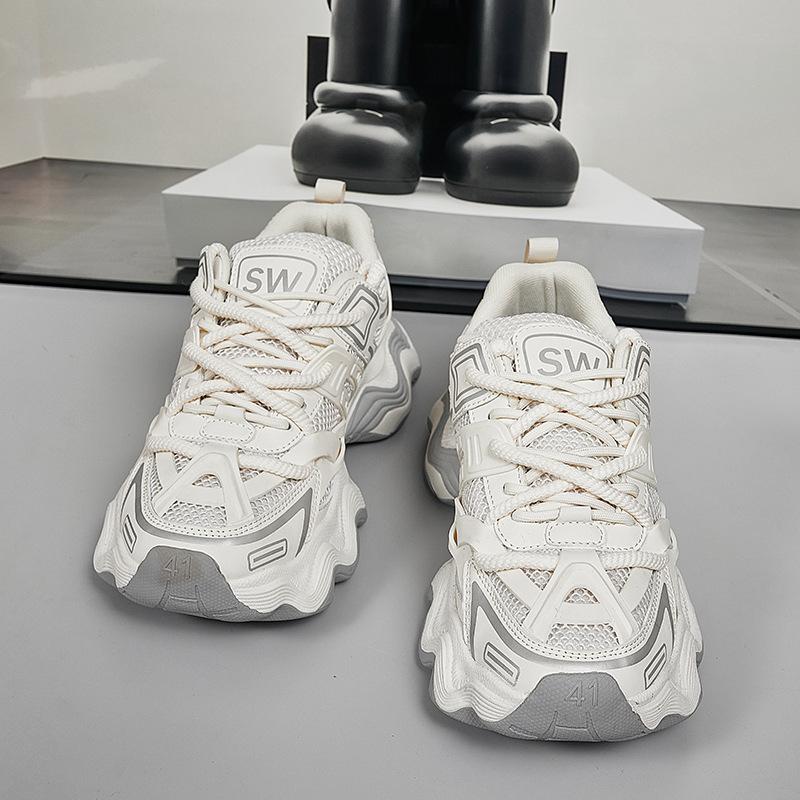 

Осенняя новая обувь для папы, модная мужская обувь на шнуровке в стиле ретро, студенческая платформа, увеличивающая рост, универсальная повседневная спортивная обувь 45