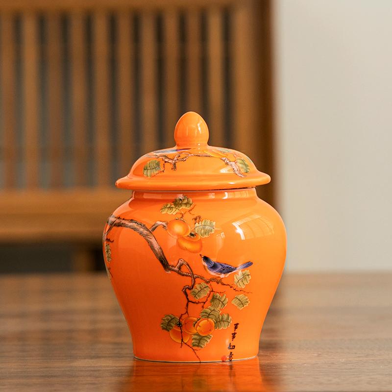 Retro Ceramic Tea Pot with Lid Sealed Mini Portable Tea Pot Tea Box Tea Container Living Room Coffee Table Decorative Ornaments