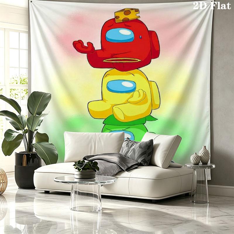Among Us Custom Name Wall Tapestry Aesthetic Wall Hanging Printed Fabric Blanket Decorative Tapestries for Bedroom Living Room Home Decor