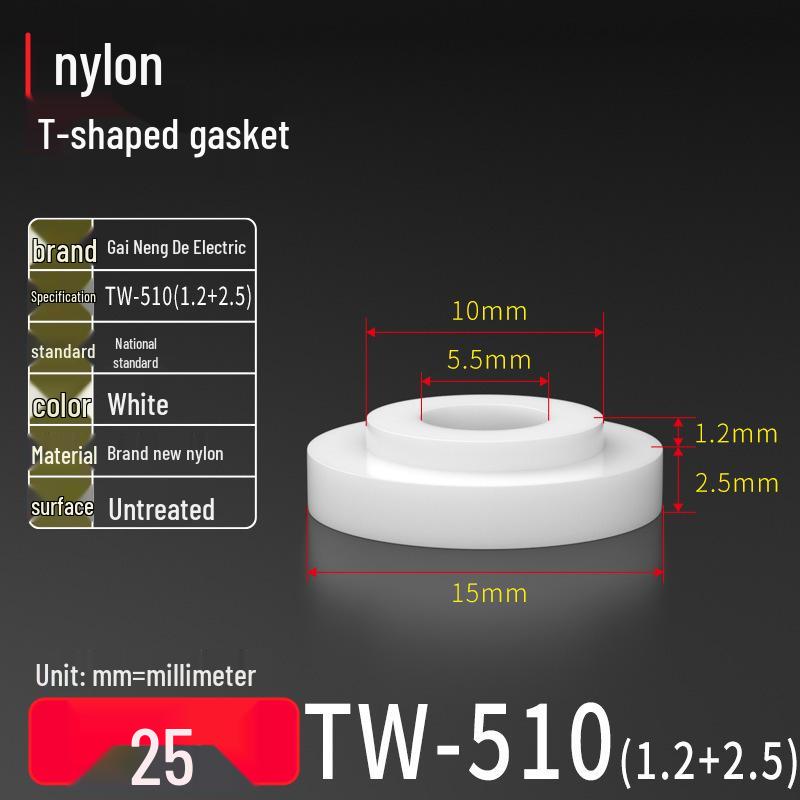 T-Shaped Nylon Gasket Ring Screw Shaft Sleeve with Concave-Convex Insulation Pad M2