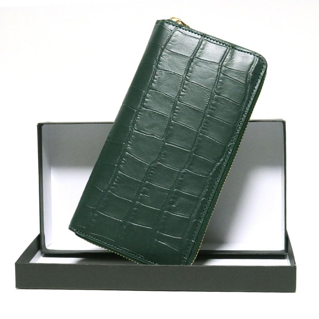 Bercute Silver Embossed Crocodile Leather Long Wallet for Men and Genuine Crocodile Alligator Round Large Popular Women, Leather, Leather, Leather,