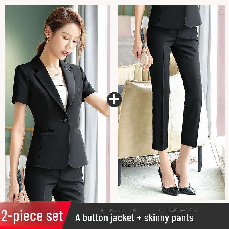 

Женский профессиональный летний костюм: Формальный пиджак с короткими рукавами с юбкой или брюками S