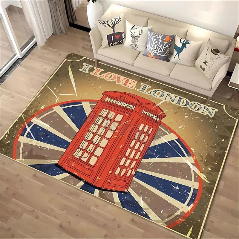 3D HD Printing Retro Phone Carpet for Living Room Cartoon Children's Bedroom Sofa Doormat Floor Tapete Anti-slip Mat Decor Rugs
