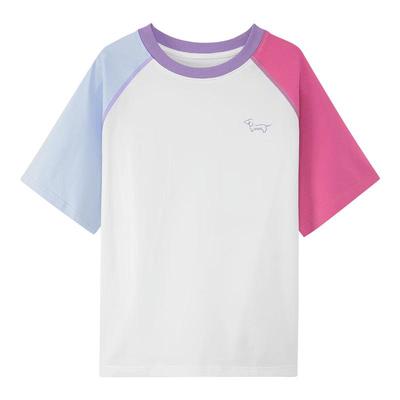 Girl's Summer Cool Breathable Color-block Raglan T-shirt