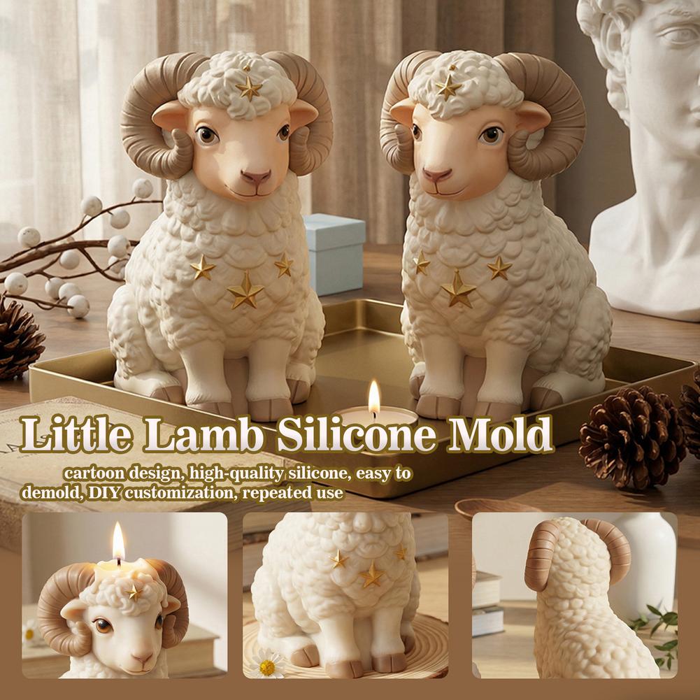 New Year Lamb Silicone Mold for Resin Art Candles Soaps DIY Craft Christmas Gift Decor with Star Horns Design High Flexibility