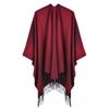 Autumn and Winter Scarf Shawl Double-sided Gradual Change of Color Tassel Jacquard Split Large Shawl Travel Camping Outside Cloak