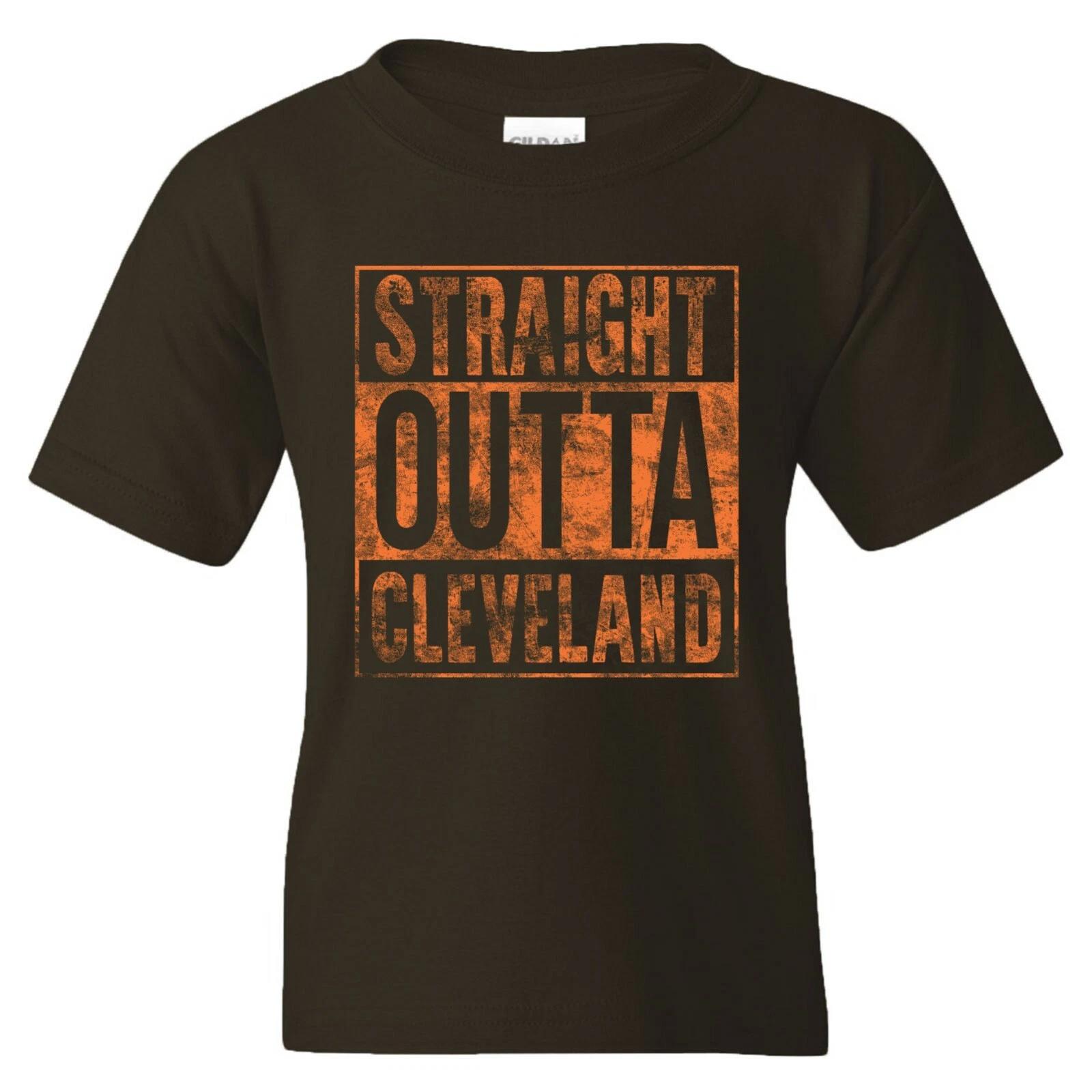 Straight Outta Cleveland - Hometown Football Youth T Shirt - Dark Chocolate 2XL