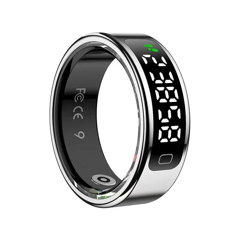 2026 Touch Display Smart Ring R11C with Charging Box-1ATM Waterproof Step Health Tracker 5.2 BLE Heart Rate Blood Oxygen Monitor