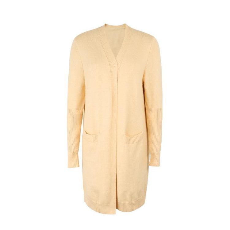 Vintage Solid Color Loose Knitwear V-Neck Long Sleeve Cardigan Sweater Top for Autumn Winter
