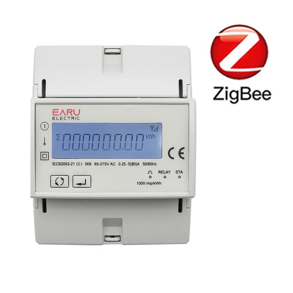 Tuya WiFi/Zigbee 80A Smart Single Phase 2Way Bidirectional Energy Meter Timer Power Consumption Monitor KWh Meter With Backlight