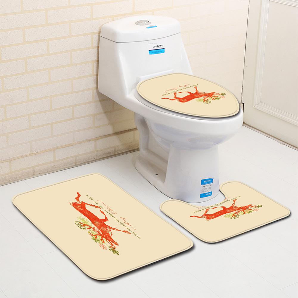 Christmas Bathroom Floor Mat Toilet Three-Piece Set